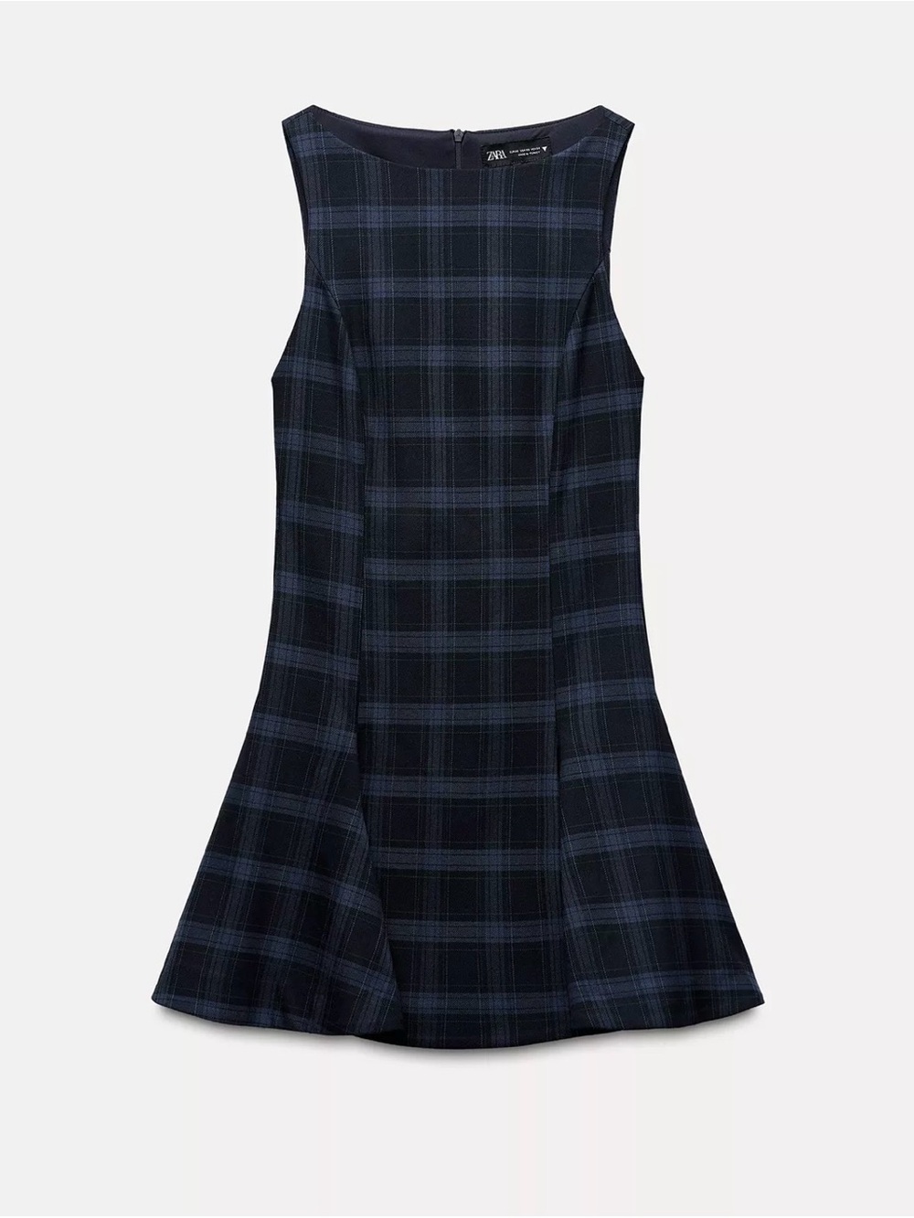 Zara Dark Navy and Blue Plaid Mini Dress